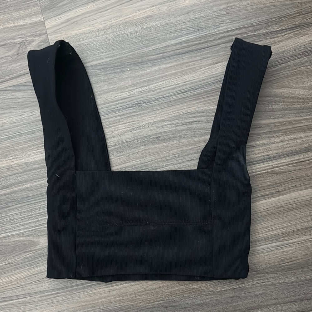 White Fox Black Ribbed Women's Crop Top